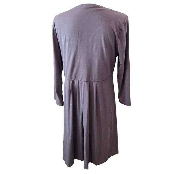 Garnet Hill Womens Mauve Purple V-Neck Twist Front Empire Waist Knit Dress Large - Picture 3 of 11